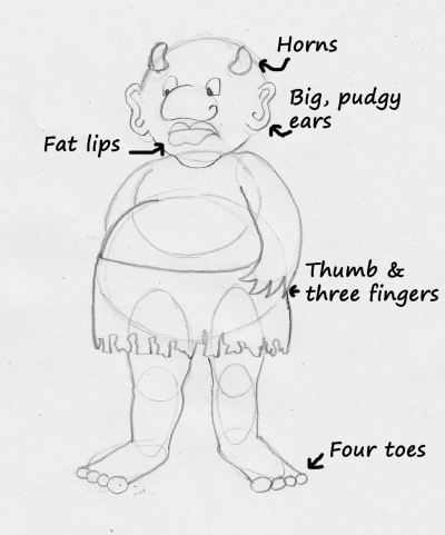 An example step in terrific troll drawing