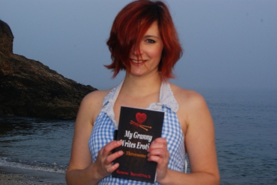 Me showing off my new proof of <i>My Granny Writes Erotica - Threesome</i>